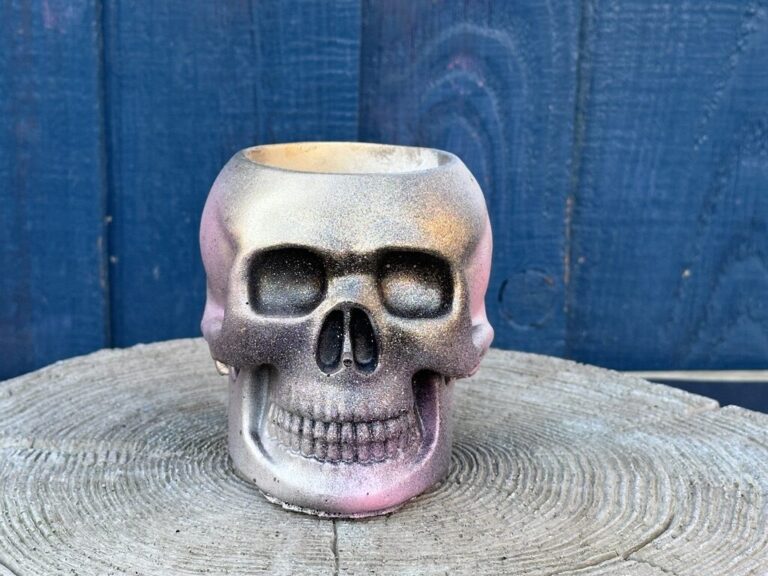 The Cosmic Chrome Skull Planters Pink-Charcoal