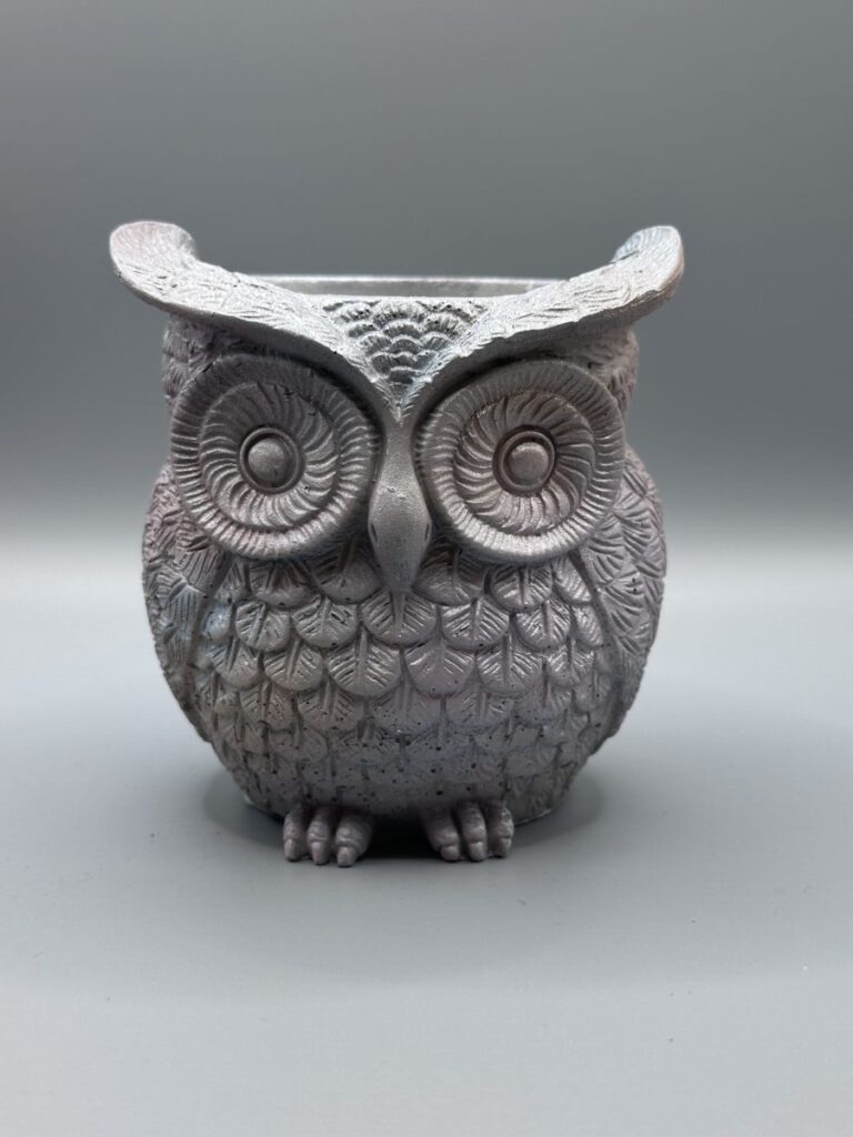 The Wise Guardian Owl Planter Silver Metallic-Purple
