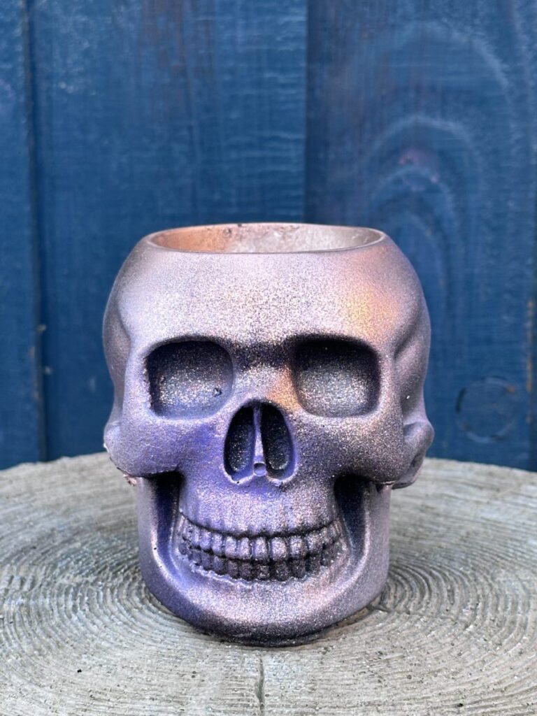 The Cosmic Chrome Skull Planters Violet-Amber Flare-Nebula Frost