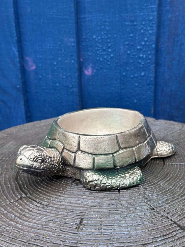 Iridescent Sea Turtle Succulent Planter Antique Moss-Gilded Bronze