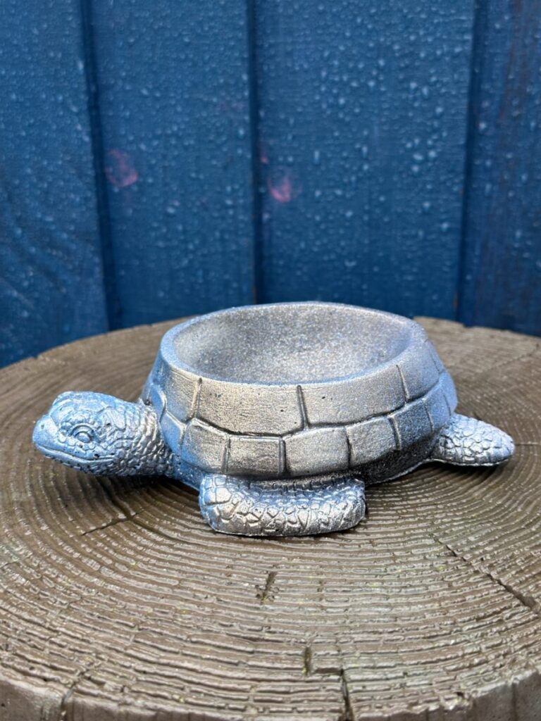Iridescent Sea Turtle Succulent Planter Burnished Gunmetal & Graphite Shadow