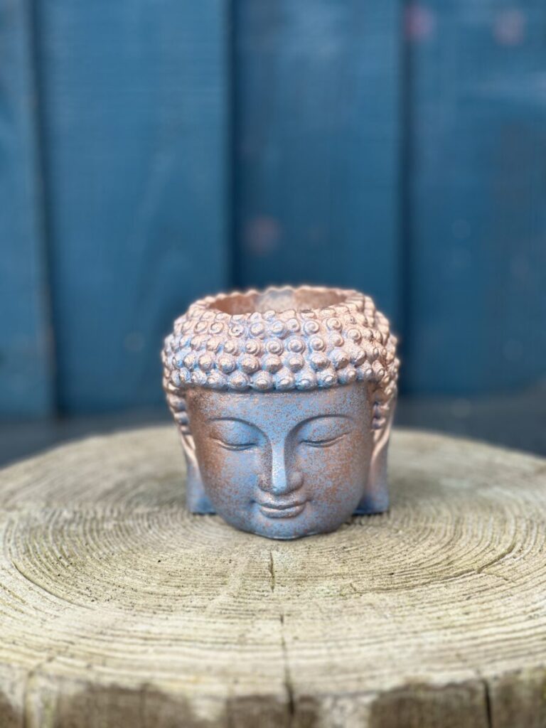 The Serene Sanctuary Buddha Head Planter Pink-Blue-Copper