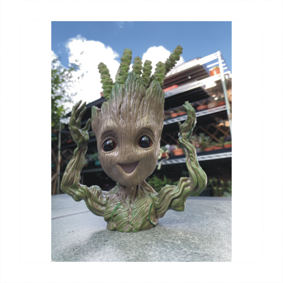 Groot With Arms Up Planter With Succulent Hair